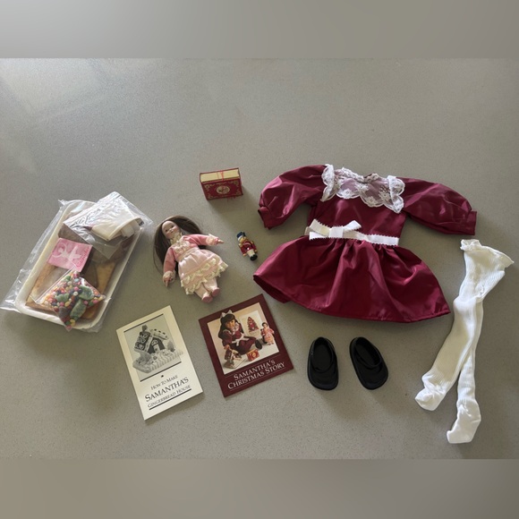 American girl doll Samantha's Christmas dress and accessories